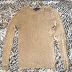 Pendleton Tan Ribbed Silk Cotton Blend Sweater